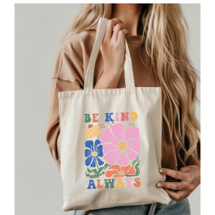 Retro Boho Blommigt Motivation Offert -be alltid o Tygkasse