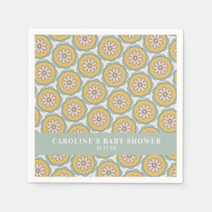 Retro Boho Blommigt Pastel Anpassningsbar Baby Sho Pappersservett