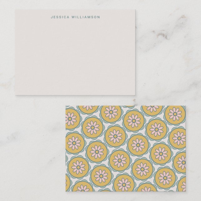 Retro Boho Blommigt Pastel Anpassningsbar Gift-höl Anteckningskort (Fram/baksida)