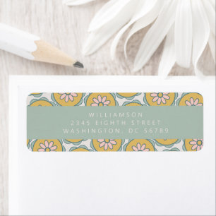 Retro Boho Blommigt Pastel Shower Returadress Etikett