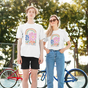 Retro Boho Blommigt Rainbow inspirationsoffert T Shirt