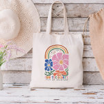 Retro Boho Blommigt Rainbow inspirationsoffert Tygkasse<br><div class="desc">Retro Boho Blommigt Rainbow inspiration Quote T-Shirt</div>