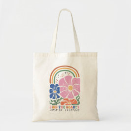 Retro Boho Blommigt Rainbow Quote Tygkasse