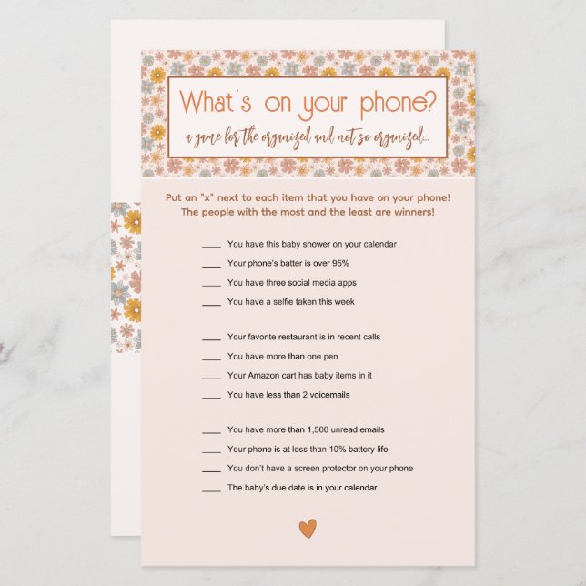 Retro Boho-Blommigt Whon Your Mobil Game (Fram/baksida)