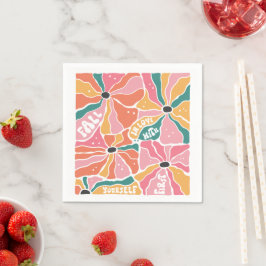 Retro Boho-Blommigten faller i Kärlek Pappersservett