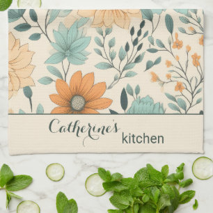 Retro Boho Blommönster Anpassad Kökshandduk