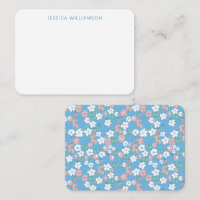 Retro Boho Blue Ditsy Blommigt Anpassningsbar Gift