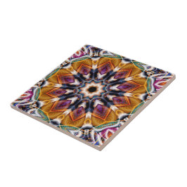 Retro Boho Bohemian Hippie Trippy Rosette Mandala Kakelplatta
