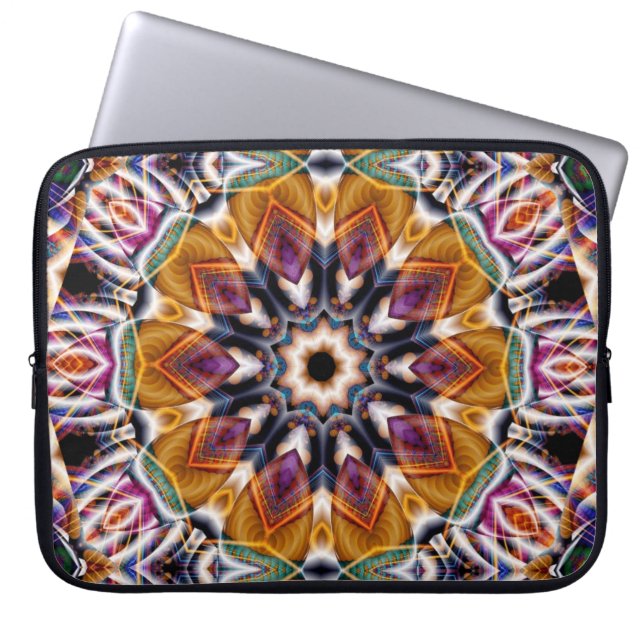 Retro Boho Bohemian Hippie Trippy Rosette Mandala Laptop Fodral (Framsidan)