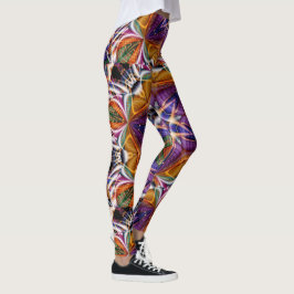 Retro Boho Bohemian Hippie Trippy Rosette Mandala Leggings