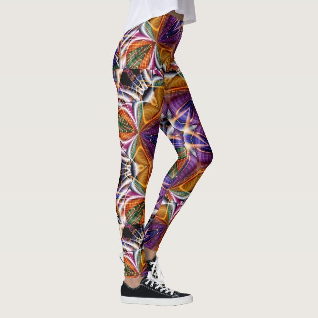 Retro Boho Bohemian Hippie Trippy Rosette Mandala Leggings (Höger)