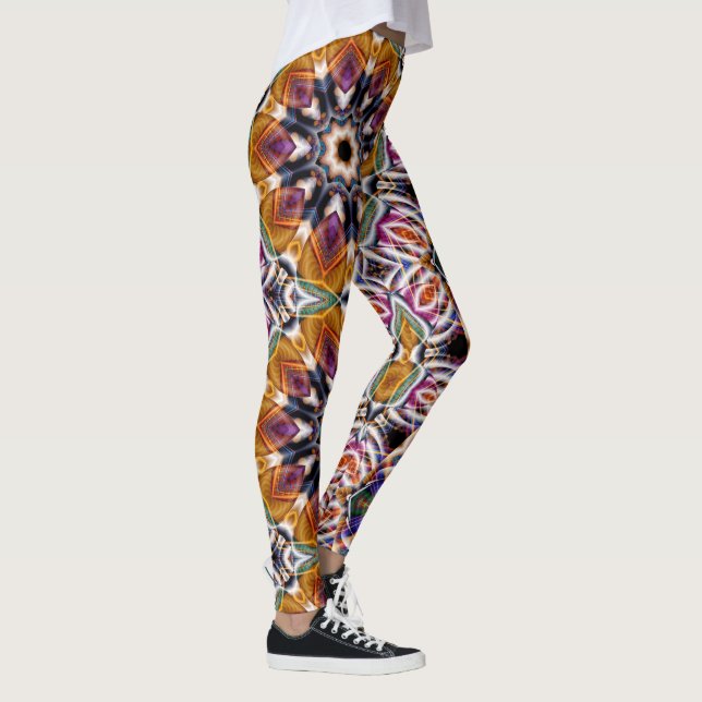 Retro Boho Bohemian Hippie Trippy Rosette Mandala Leggings (Höger)