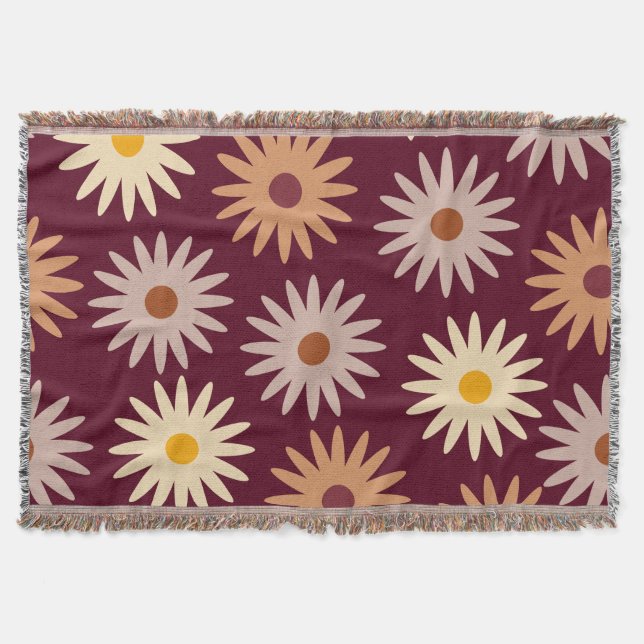 Retro Boho Burgunder Randig Kastmadrass Filt (Framsidan)