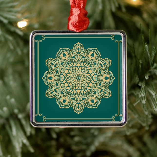 Retro Boho Chic Bohemian Hippie Rosette Mandala Julgransprydnad Metall (Träd)