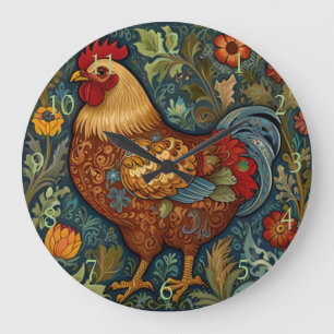 Retro boho chic land kyckling stor klocka