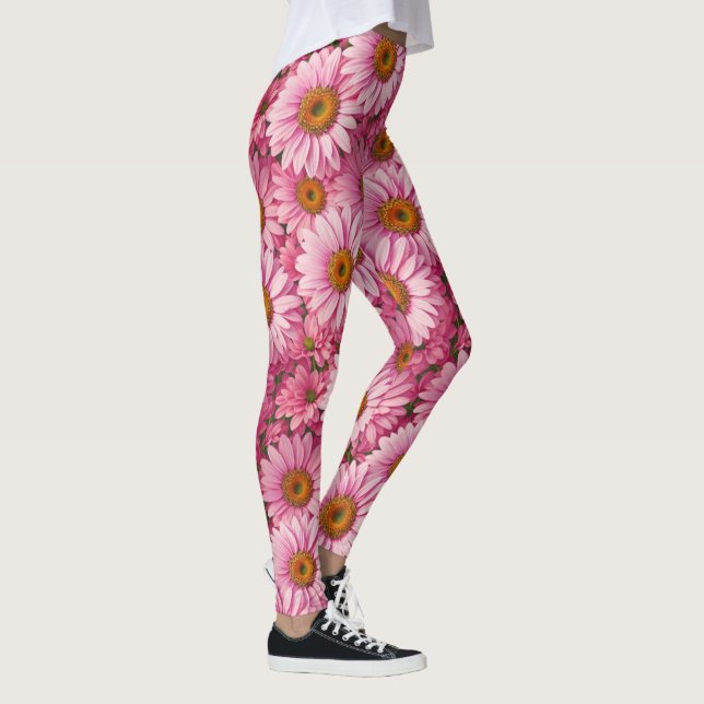 Retro boho chic rosa blommigt blommor mönster leggings (Höger)