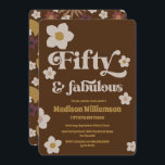 Retro Boho Chocolate Brown 50 & Fabulous Birthday Inbjudningar<br><div class="desc">Retro Boho Chocolate Brown Blommigt 50 och Fabulous Birthday Design. Om du vill ändra textens färg klickar du på verktyg i slutet av anpassningsmallen. Matchande party-förråd och -materiel finns att tillgå i lager.</div>