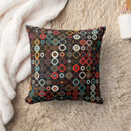 Retro Boho Circles Dekorativ kudde - Vibrant Stil!