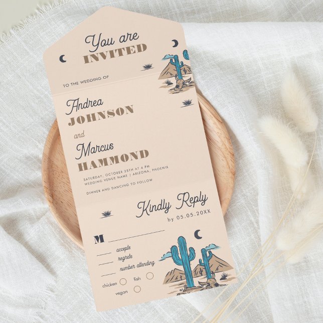 Retro Boho Cream Cactus Desert Destination Wedding (Skapare uppladdad)