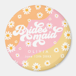 Retro Boho Daisy Personlig Bridesmaid Gift Magnet