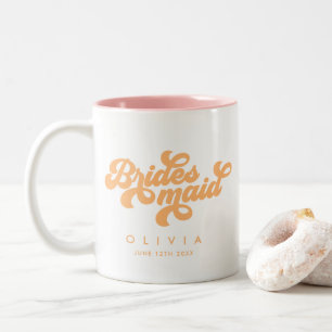 Retro Boho Daisy Personlig Bridesmaid Gift Två-Tonad Mugg