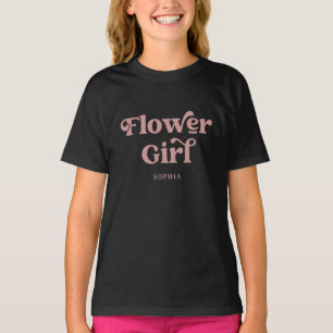 Retro Boho Dammtrosa Typografi Blomsterflicka T Shirt