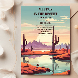Retro Boho Desert Mountain Bröllop Inbjudningar