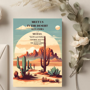 Retro Boho Desert Mountain Bröllop Inbjudningar