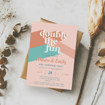 Retro Boho Dubbla Roligt Twillingar födelsedag