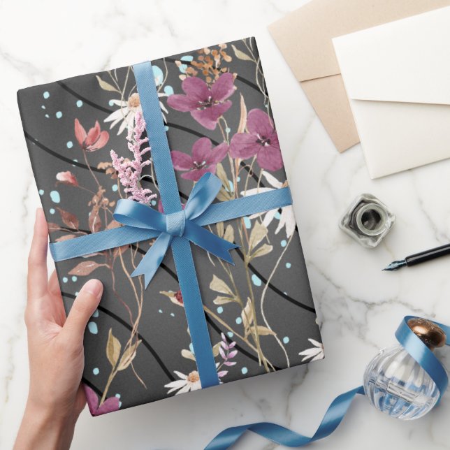 Retro Boho Elegant Wildblommor Presentpapper (Gifting)