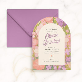 Retro Boho Flower Party Invite Inbjudningar