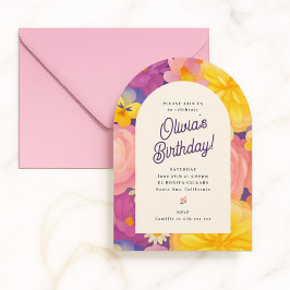Retro Boho Flower Party Invite Inbjudningar