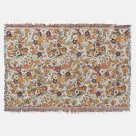 Retro Boho Flowers Mönster Filt