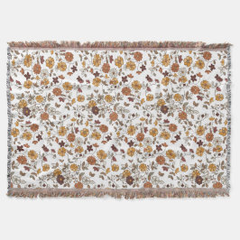 Retro Boho Flowers Mönster Filt