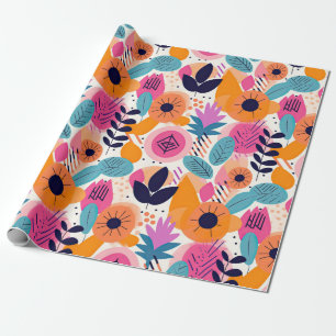 Retro Boho Folk Art Stil Whimsical Blommig Present Presentpapper