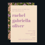 Retro Boho Grönt Botanical Groovy Bat mitzvah Inbjudningar<br><div class="desc">Lägg till en reflexvib till din bat mitzvah med dessa roligt Bho -,  lavender- och grönt blommigt-inbjudningar.</div>