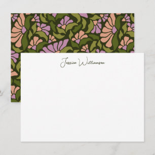 Retro Boho Grönt Botanical Groovy Personlig Tack Kort