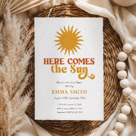 Retro Boho Här kommer solen Baby Shower Inbjudningar