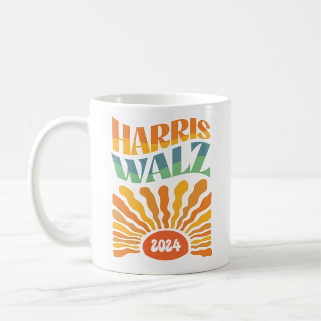 Retro Boho Harris Walz 2024 Kaffemugg (Vänster)