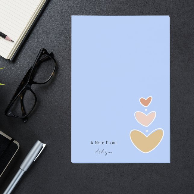 Retro Boho Hearts Pastel Blue Post-it Block (Skapare uppladdad)