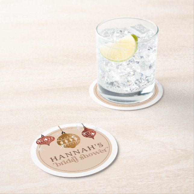 Retro Boho Julgranskottd Dekoration Bröllopsdusch Underlägg Papper Rund (Insitu)