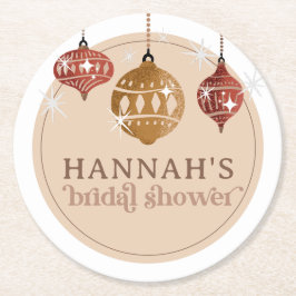 Retro Boho Julgransprydnad Bröllopsdusch Underlägg Papper Rund