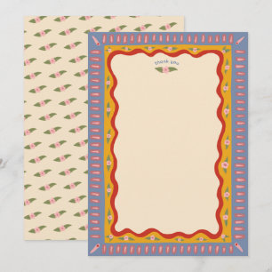 Retro Boho Kul Handgjord SKRÄDDARSYDD Bröllopsdusc Tack Kort