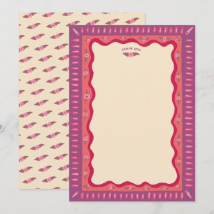 Retro Boho Kul Handgjord SKRÄDDARSYDD Bröllopsdusc Tack Kort