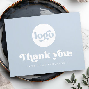 Retro boho lägg till ett logotyp, dammigt blått ta tack kort