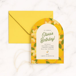 Retro Boho Lemon Flower Party Invite Inbjudningar