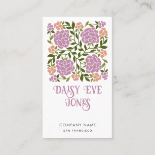 Retro Boho Lilac och Greenery Blommigt Visitkort