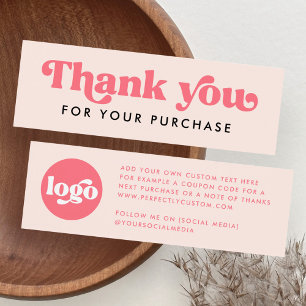 Retro boho logotyp rosa tack för att du sätter in litet visitkort