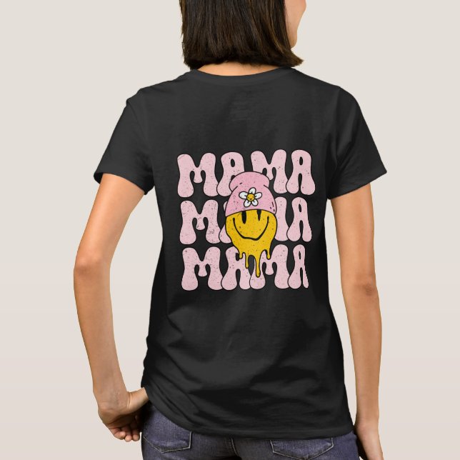 Retro Boho Mamma, Cute Smile Lycklig Ansikte T Shirt (Baksida)