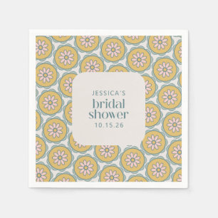 Retro Boho Mandala Blommigt Pastel Möhippa Pappersservett